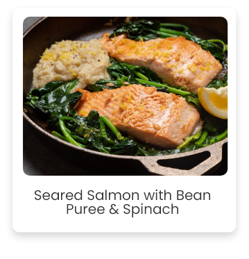 Seared Salmon with Bean Puree & Spinach